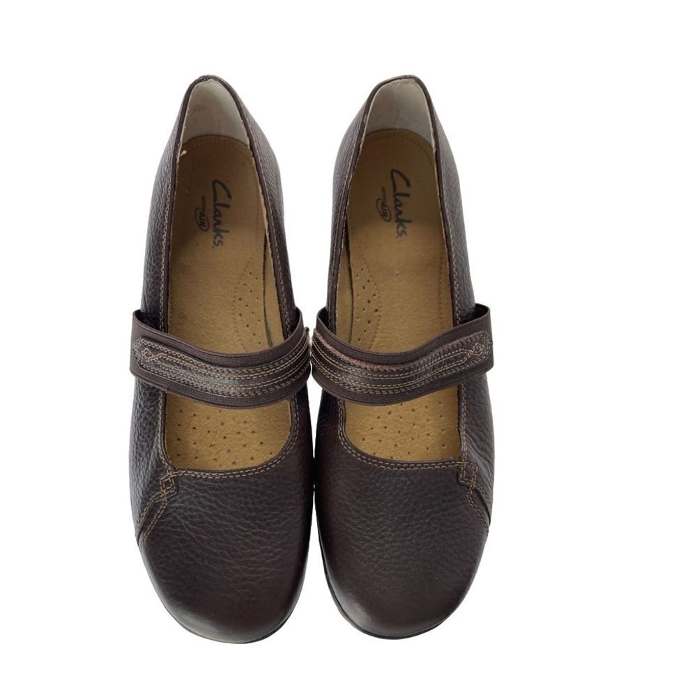 Clarks Active Air Leather Casual Comfort Mary Jane Wedge Shoe SZ 10W Brown NEW